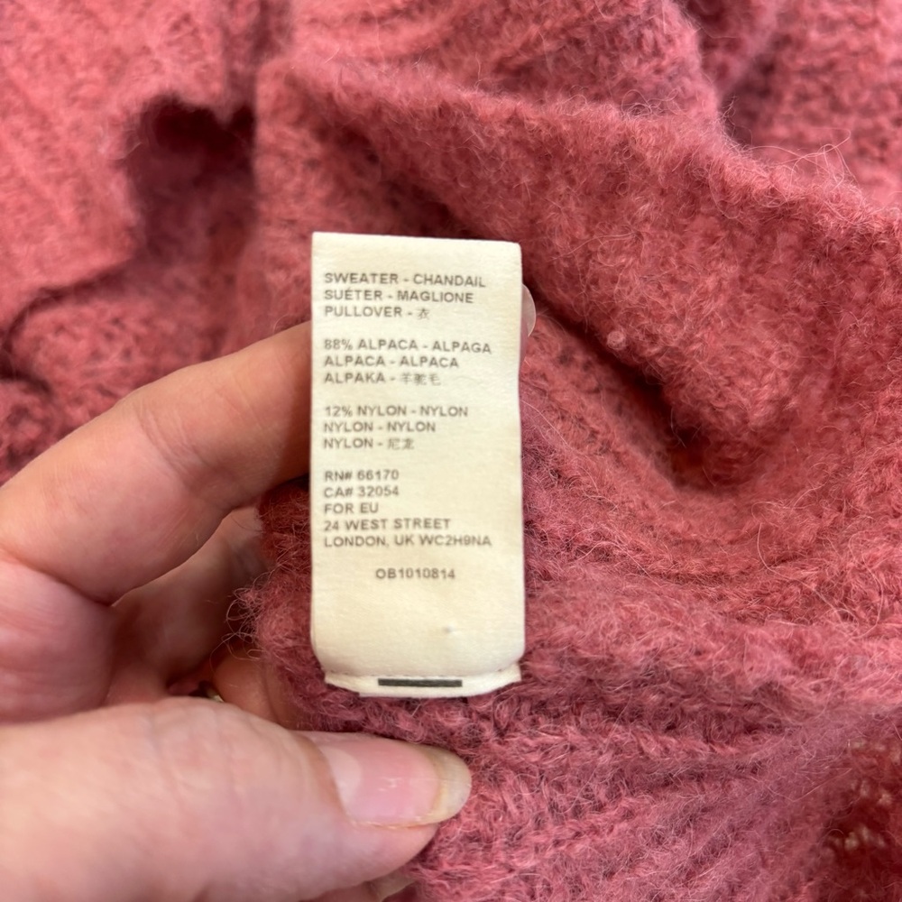 Free People Pink Moonbeam Alpaca V-Neck Soft Sweater Wmns L New without tags - Picture 5 of 12
